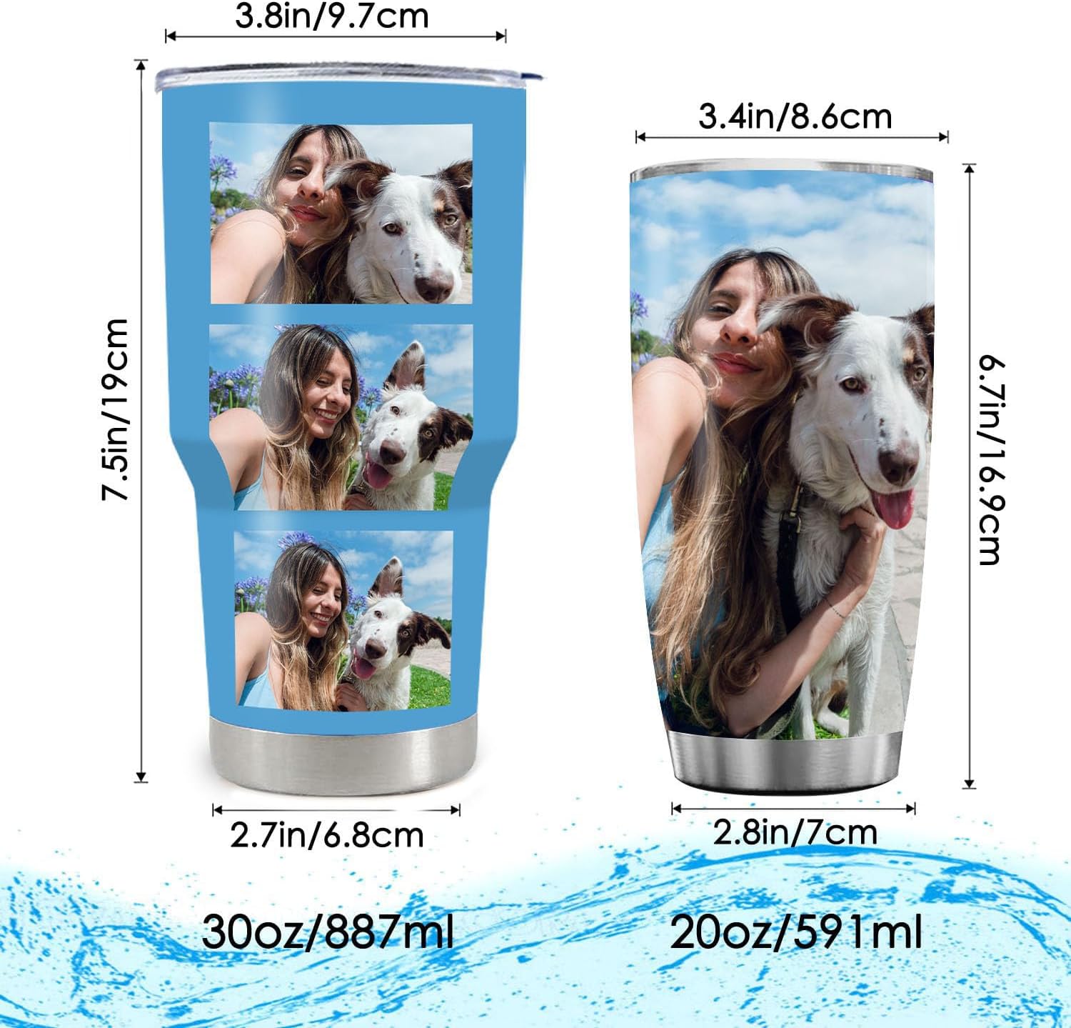 YESCUSTOM Taza de café personalizada con imágenes para hombres y mujeres, 3020 onzas, vaso personalizado de 1 a 9 fotos, taza de acero inoxidable,