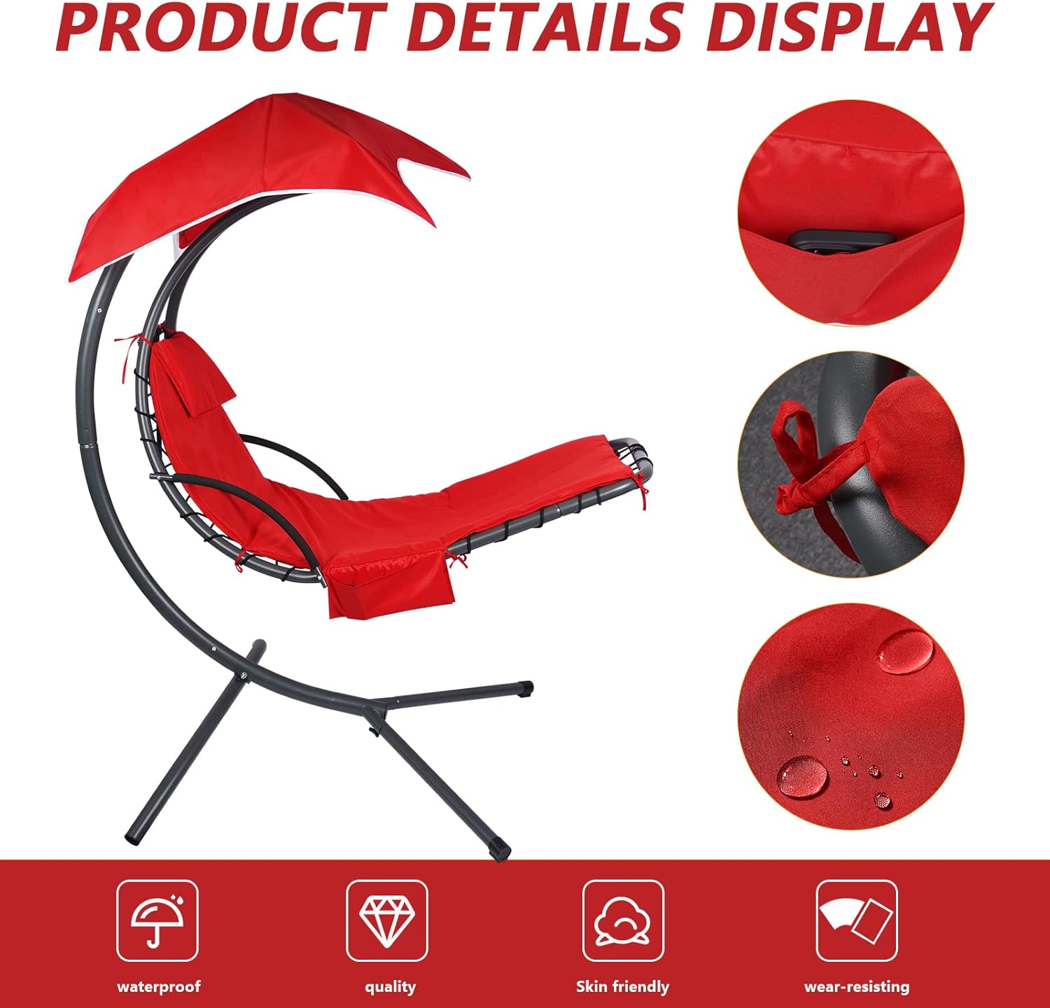 Chaise longue colgante para terraza con funda reemplazable y paño para paraguas, adecuado para tumbonas, suave y cómodo, impermeable y resistente a