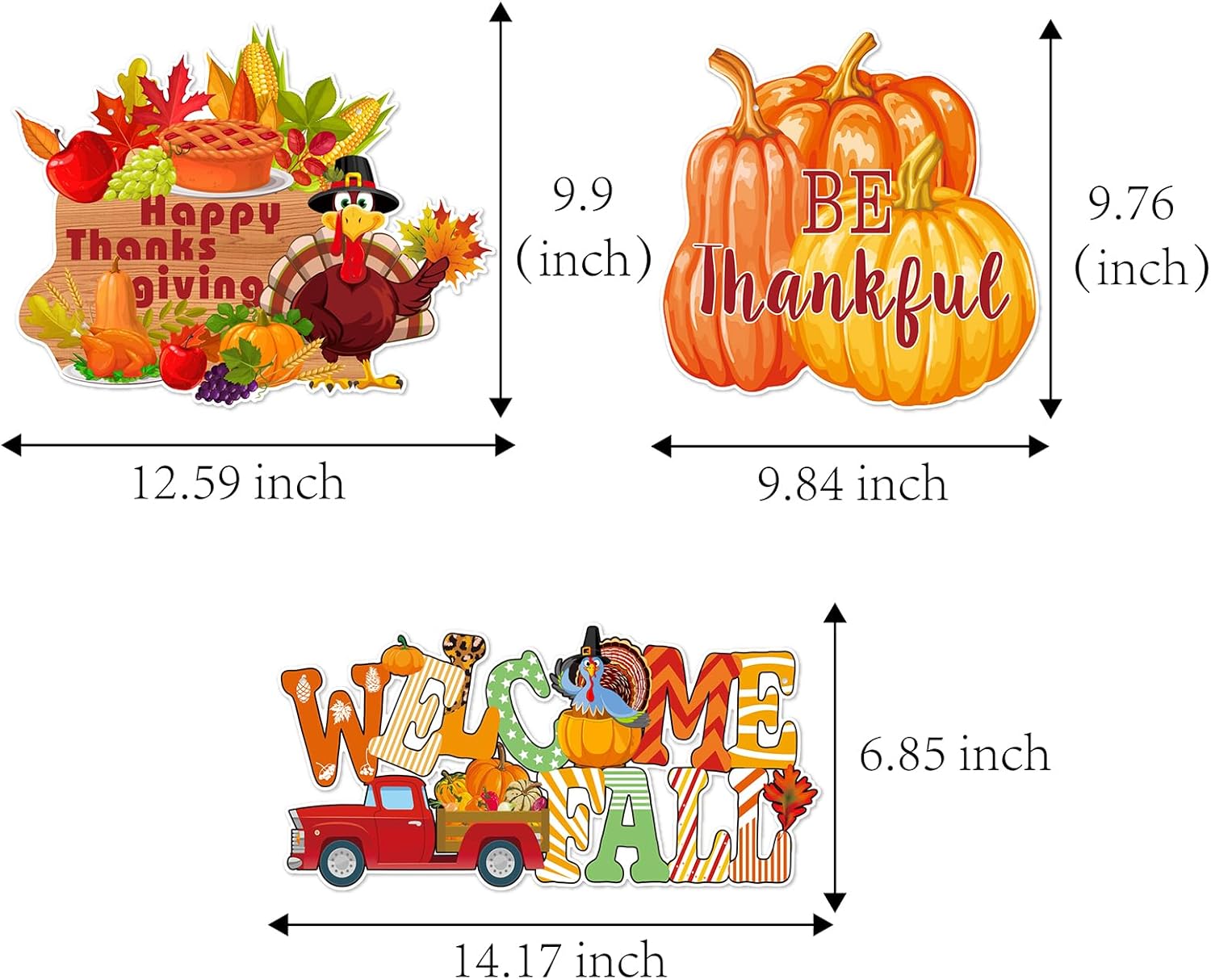 Decoración de otoño para colgar en la puerta delantera del hogar de Acción de Gracias, 3 piezas de otoño, calabaza, pavo, hojas de papel naranja,
