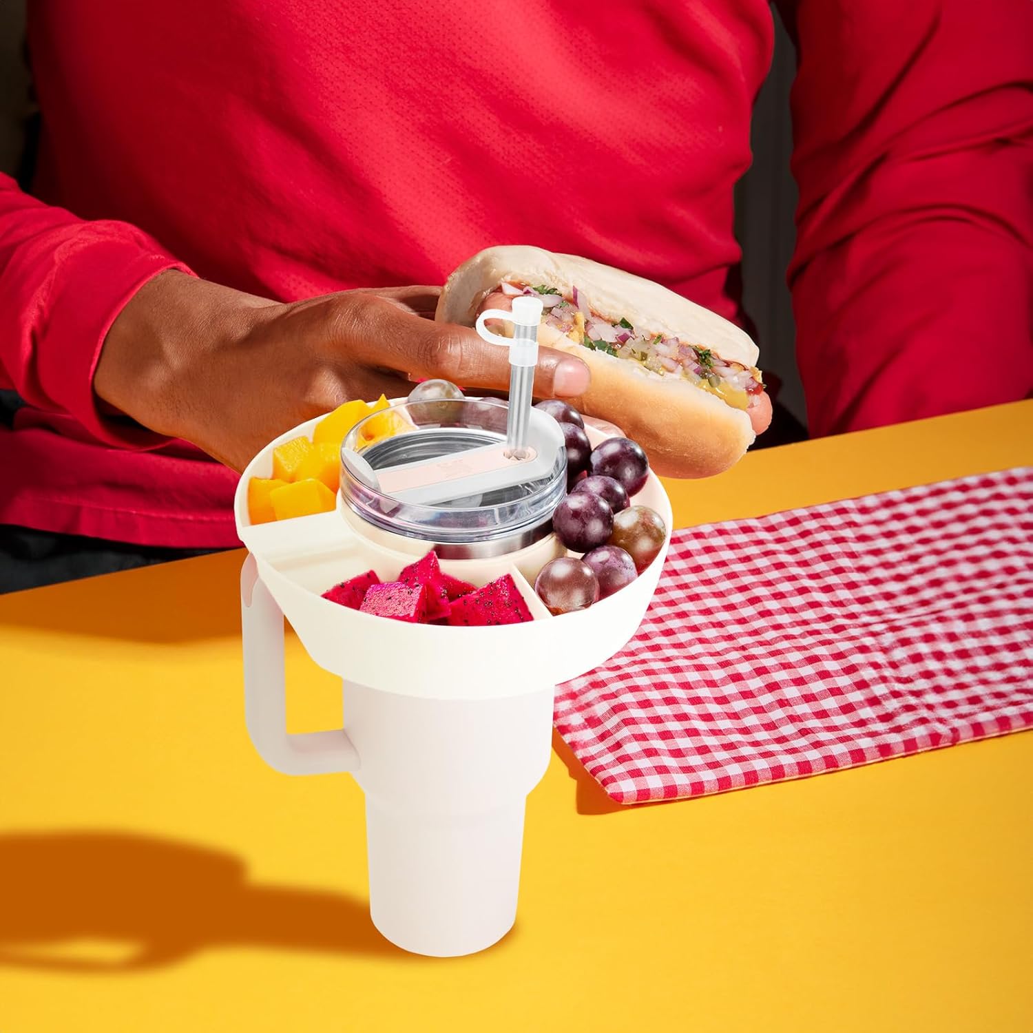 Stanley – Tazón de aperitivos para vaso Stanley de 30 onzas con asa, bandeja de aperitivos compatible con Stanley Cup de 30 onzas con asa, anillo