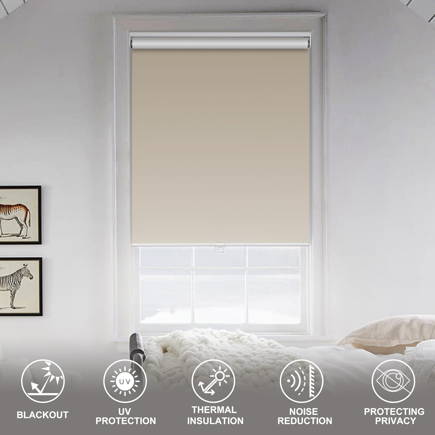 Boolegon Persianas enrollables opacas y fáciles de instalar, sin cordones, para oscurecer la habitación, con protección UV, para el hogar, sala de