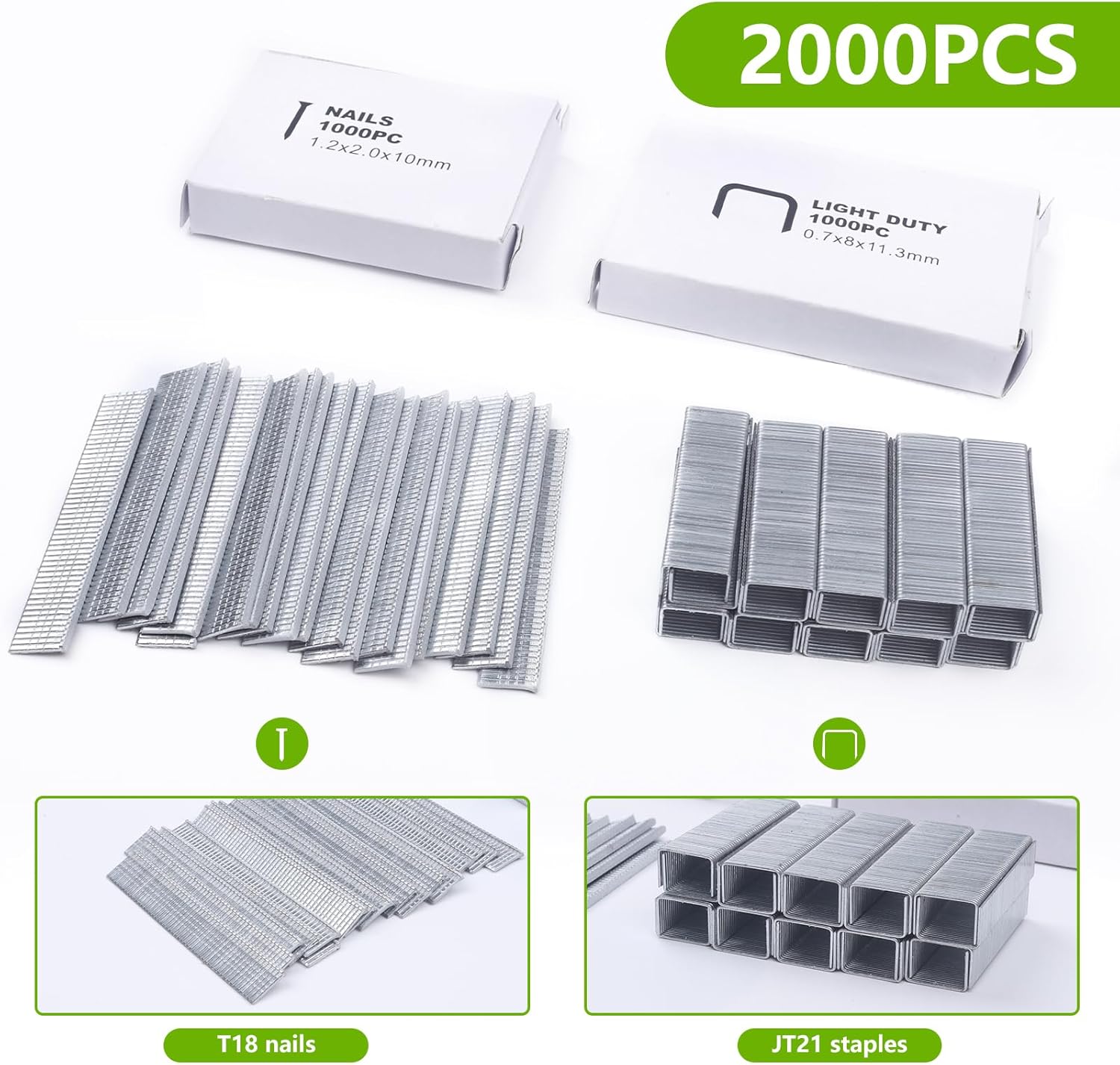 Kit de pistola de grapas eléctrica, 3.7 V de potencia eléctrica inalámbrica 2 en 1 pistola de grapas y clavos, grapadora a batería de 2.0 Ah para