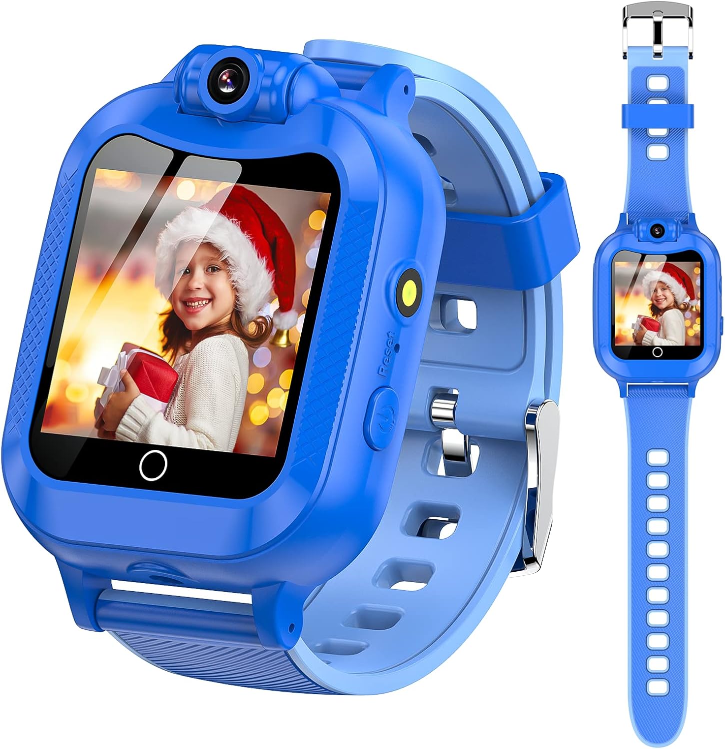 ASIUR Reloj inteligente para niños, regalos de cumpleaños, juguetes para niños de 3 a 8 años, reloj inteligente con tarjeta SD de 8 GB (azul)