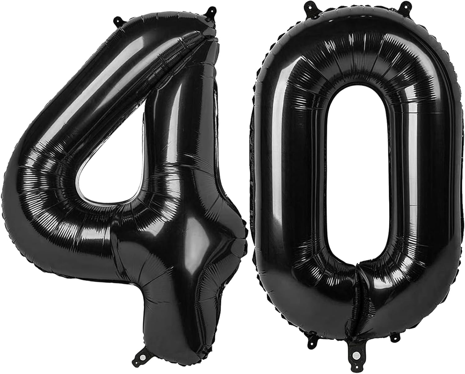 Globo grande con el número 40 de 40 pulgadas, color negro, gigante, gigante, de papel de aluminio de mylar, globos de helio para fiesta de