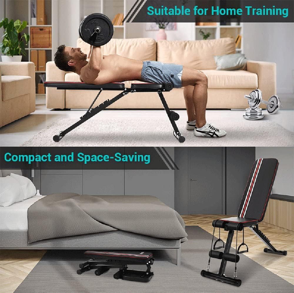 Banco de pesas, banco de entrenamiento de fuerza ajustable para entrenamiento de cuerpo completo, plegado rápido, inclinacióndeclinación, banco de