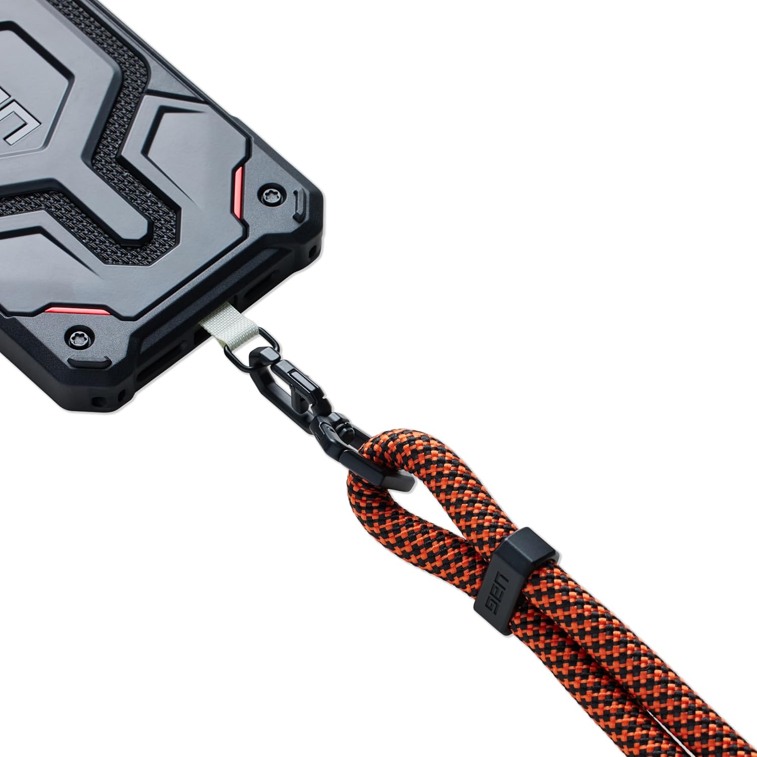 URBAN ARMOR GEAR UAG – Funda diseñada para iPhone 15 Plus, hielo de plasma de 6.7 pulgadas, con cordón cruzado UAG para teléfono civil, correa
