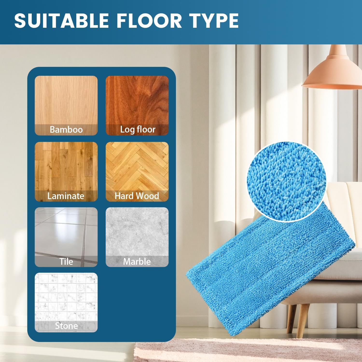 2 almohadillas de fregona reutilizables para barredora Swiffer y almohadillas de microfibra de repuesto para trapeador plano de 10 a 12 pulgadas