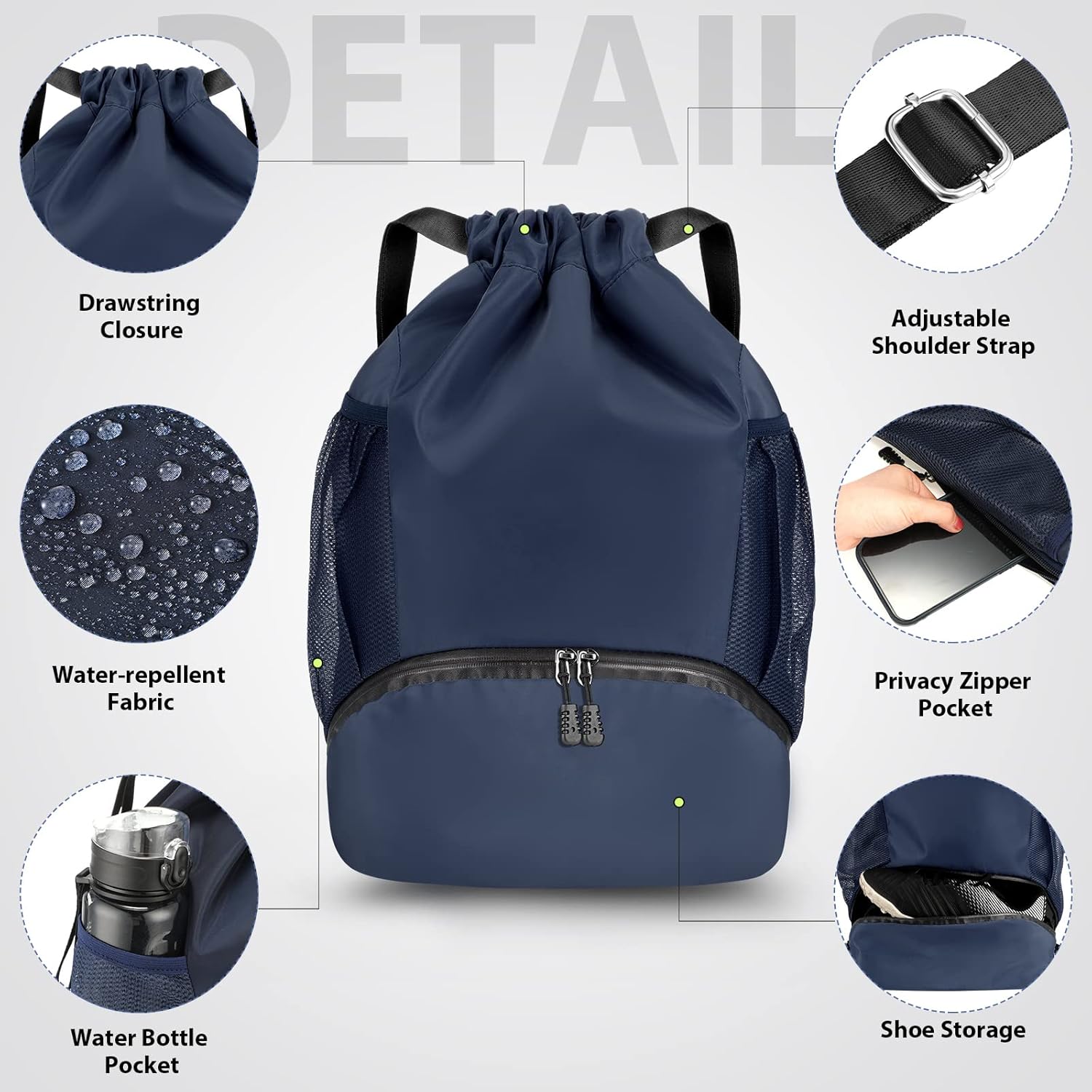 Photect Mochila de fútbol Baloncesto Bolsa de pelota de fútbol Voleibol Gimnasio Mochila con cordón para hombres jóvenes Equipo Yoga