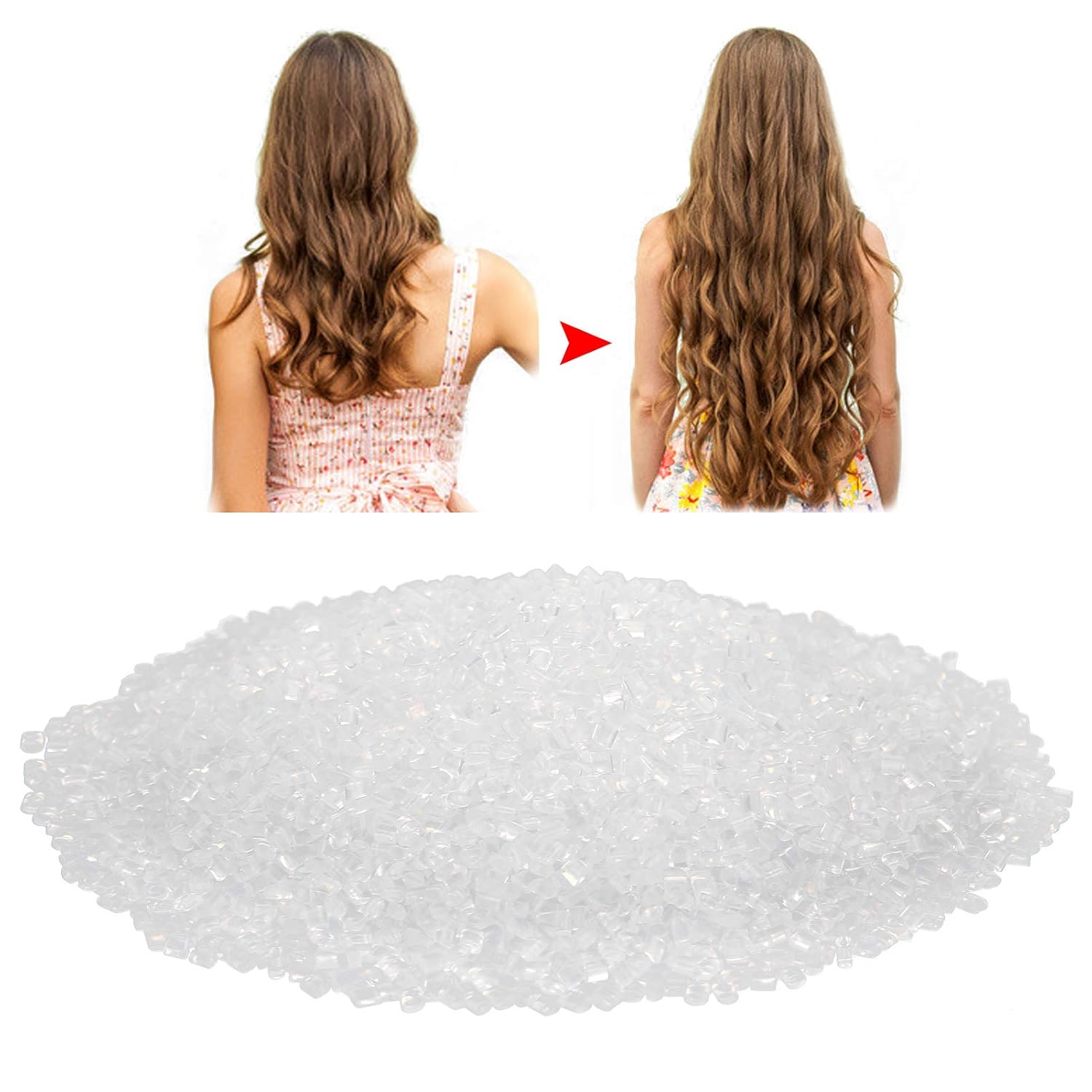 Extensión de cabello, 3.53 oz de pegamento transparente para el cabello, extensión caliente, gránulos, puntas de pegamento italiano, gránulos,