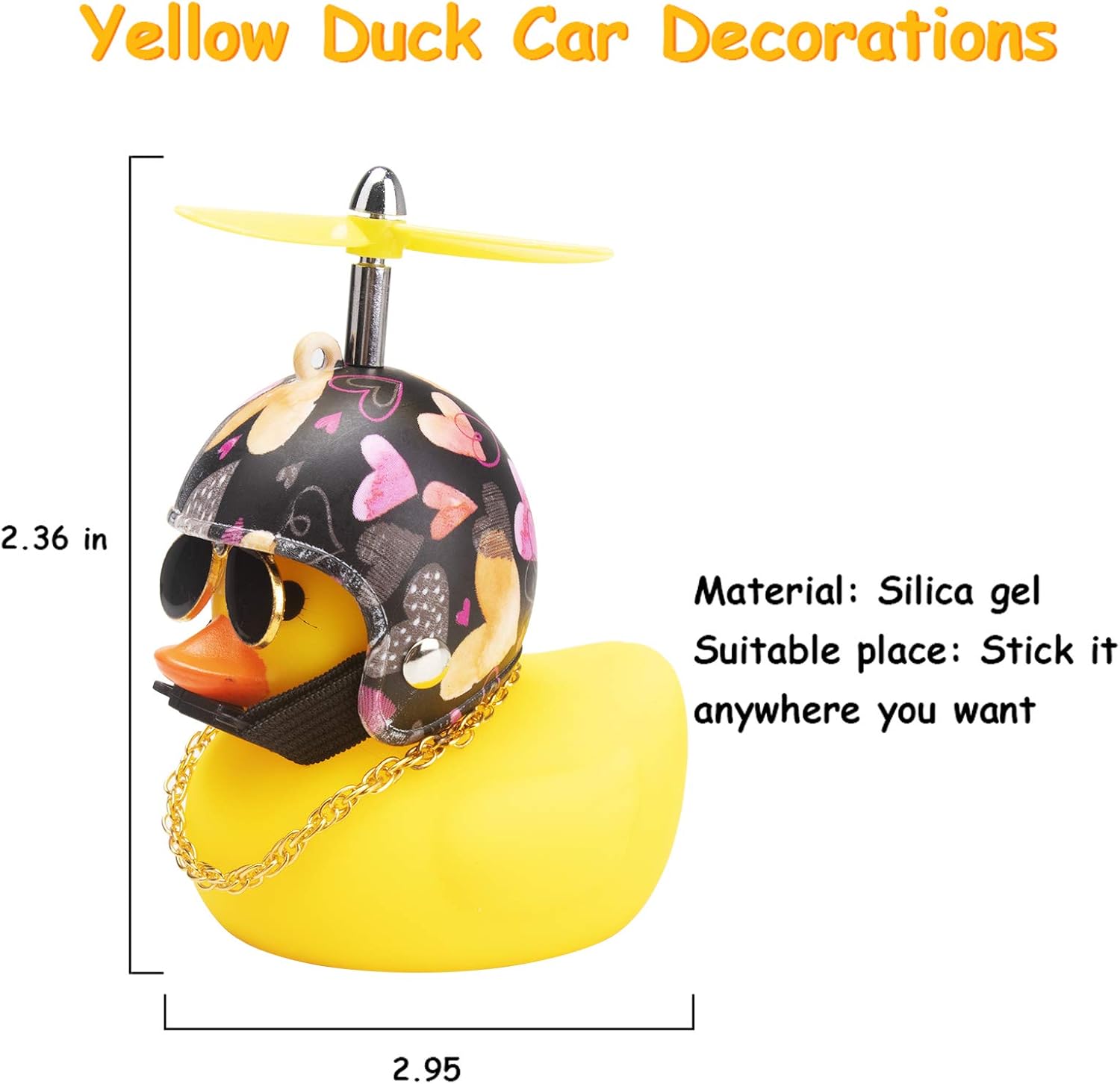 wonuu Decoración de pato de goma para automóvil, lindo pato amarillo con hélice (amor)