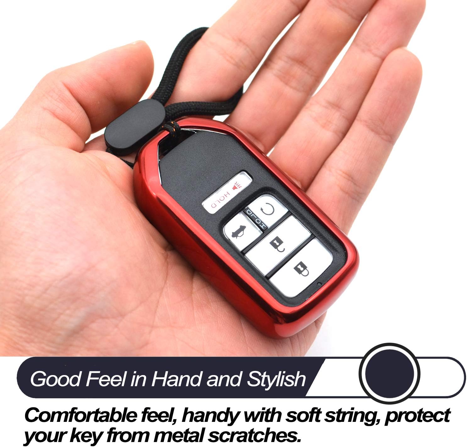 Compatible con Honda Accord Civic Odyssey Passport Pilot Clarity Crosstour CRV CRZ Fit HR-V Insight Ridgeline Funda roja TPU Funda para llavero