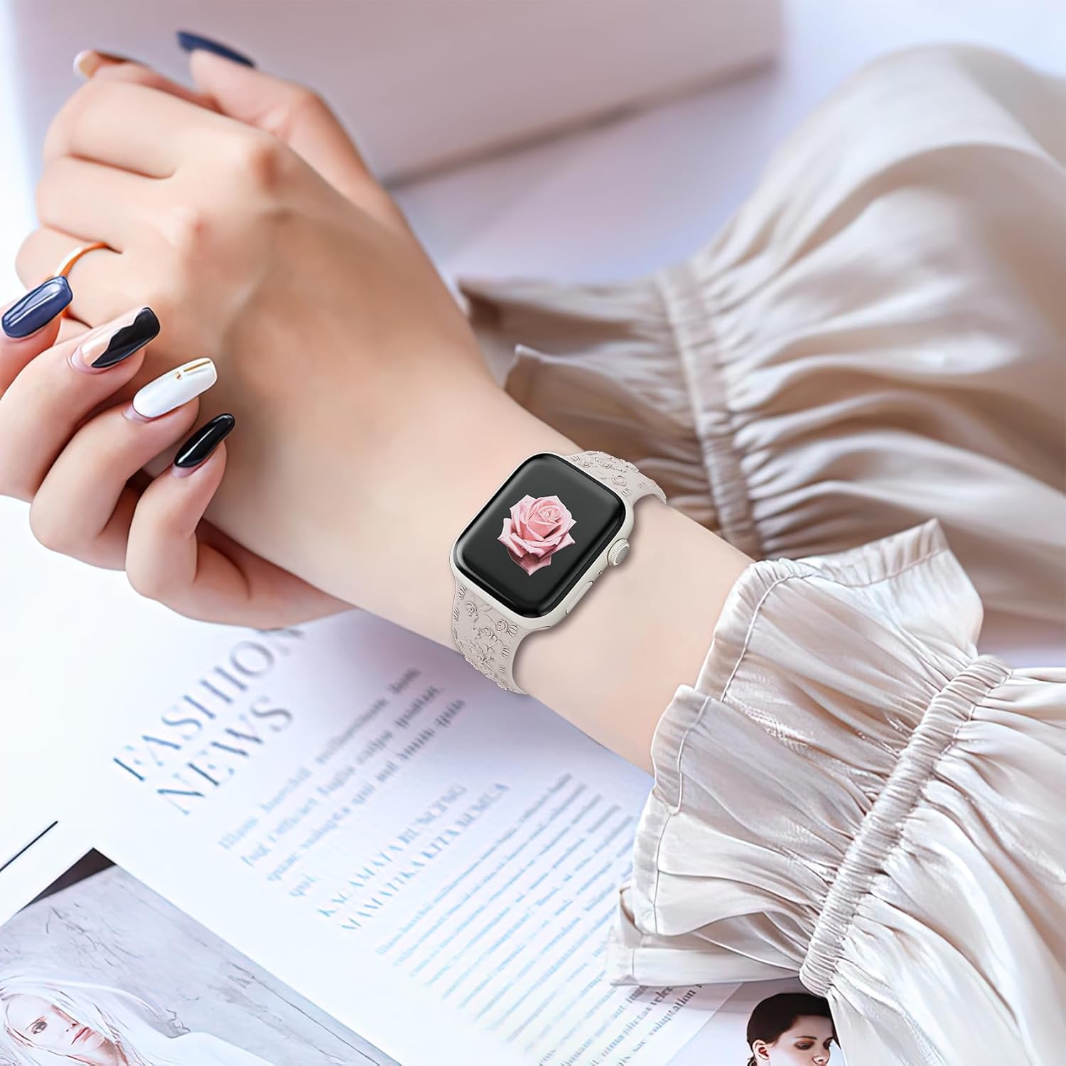 Lindas correas florales para Apple Watch Band para mujeres de 1.575 in 1.614 in 1.496 in 1.772 in 1.732 in 1.654 in Ultra2 1.929 in para niñas y