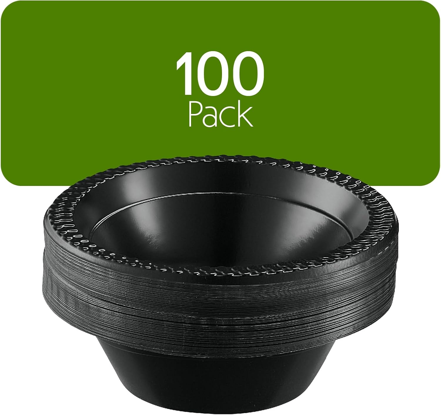 PLASTICPRO 100 cuencos de plástico negros ligeros de 12 onzas, cuencos de sopa de plástico negros desechables para fiestas y bodas