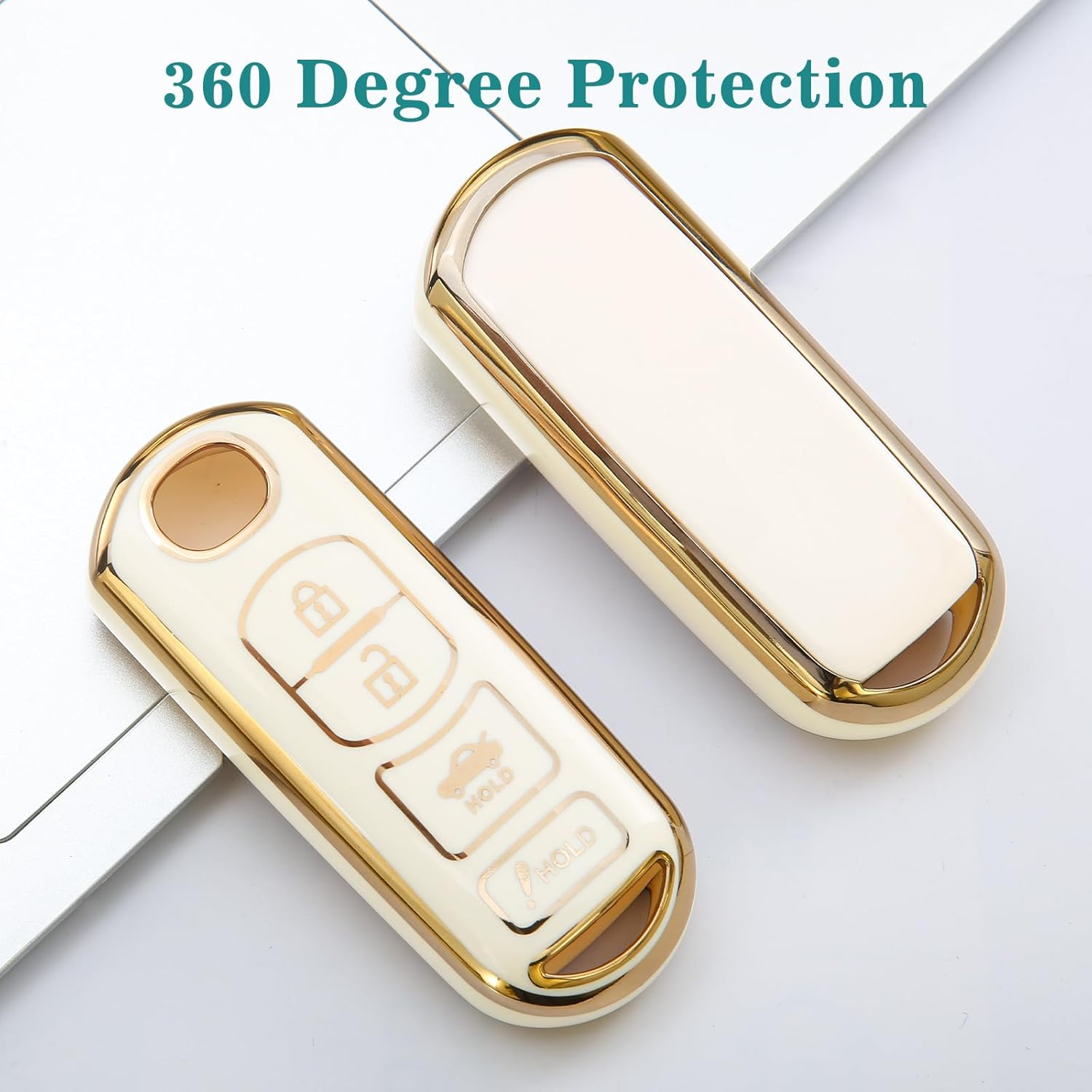 keycov Funda protectora para llavero Mazda compatible con 3 6 8 Miata MX-5 CX-3 CX-5 CX-5 CX-5 CX-7 CX-9 Blanco