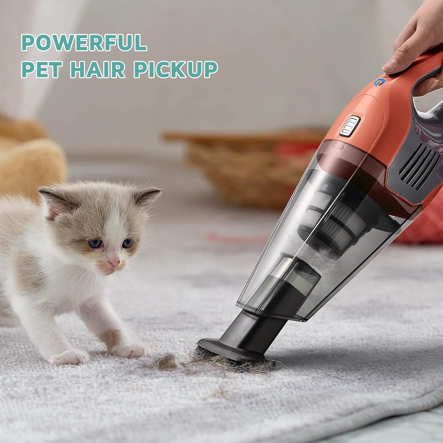 Aspiradora de mano, potente succión, portátil, ligera, de mano, inalámbrica, con batería recargable de 25-30 minutos de largo tiempo de