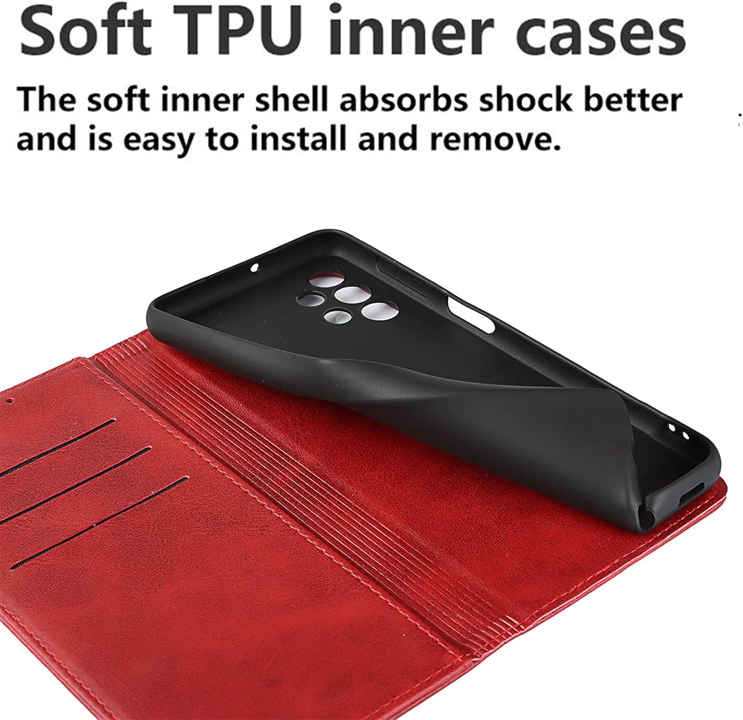 Zouzt Funda tipo cartera de piel sintética de alta calidad compatible con Samsung Galaxy A32 0.18 oz, con cierre magnético, función atril, ranuras