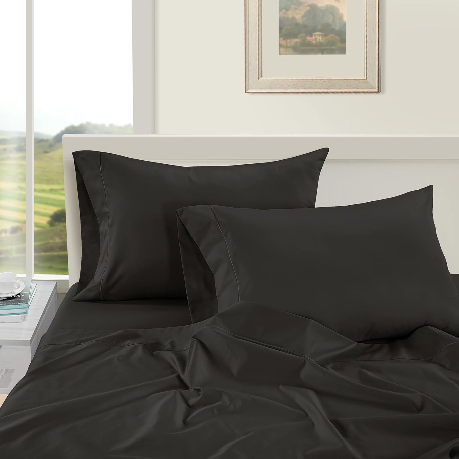 LANE LINEN Sábanas divididas tamaño King para camas ajustables, sábanas a rayas de 1000 hilos, 100% algodón egipcio, tejido satinado, fresco,