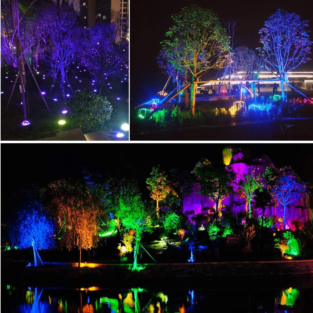 Iluminación de paisaje de bajo voltaje de 10 W, luces LED RGB que cambian de color, control remoto, impermeable, proyector de jardín, patio, lámpara