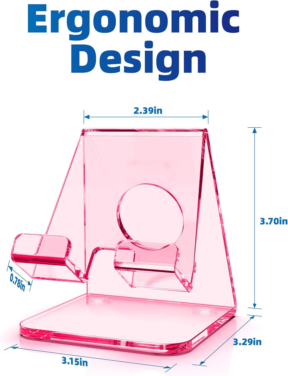 TOPGO Soporte acrílico para teléfono celular, soporte transparente para escritorio de oficina, tocador, encimera de cocina, mesita de noche,