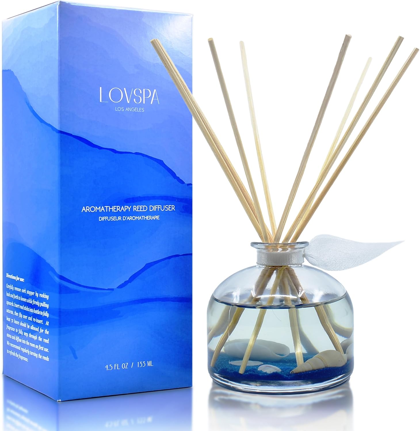 LOVSPA Escape Beach Getaway Ocean – Juego de aceite difusor de varillas perfumado  Aroma marino cítrico fresco y ámbar amaderado  Fabricado con