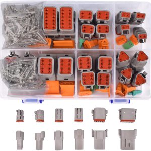 Amliber 174pcs 12 Kits DT Series Deutsch Kit de conectores 2 3 4 6 8 12 pines con tamaño 16 contactos estampados IP68 impermeable automotriz Amliber 174pcs 12 Kits DT Series Deutsch Kit de conectores 2 3 4 6 8 12 pines con tamaño 16 contactos estampados IP68 impermeable automotriz