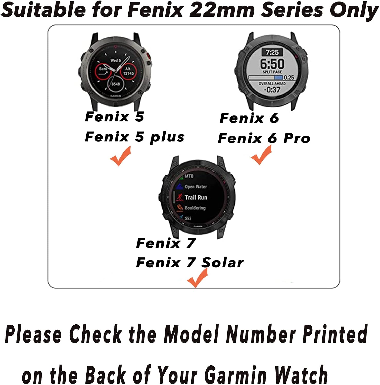 Correa de silicona de 0.866 pulgadas de ajuste rápido y fácil compatible con Garmin Fenix 5Fenix 5 PlusFenix 6Fenix 6 ProFenix 7, correa de repuesto