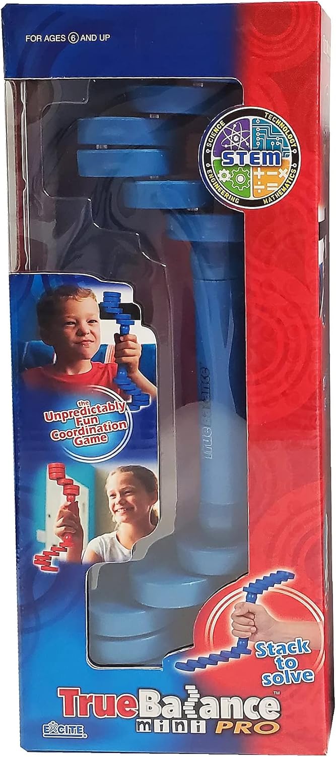 TrueBalance Mini Pro – Juego de equilibrio de mano para adultos y niños, mejora las habilidades motoras finas (rojo) (azul)