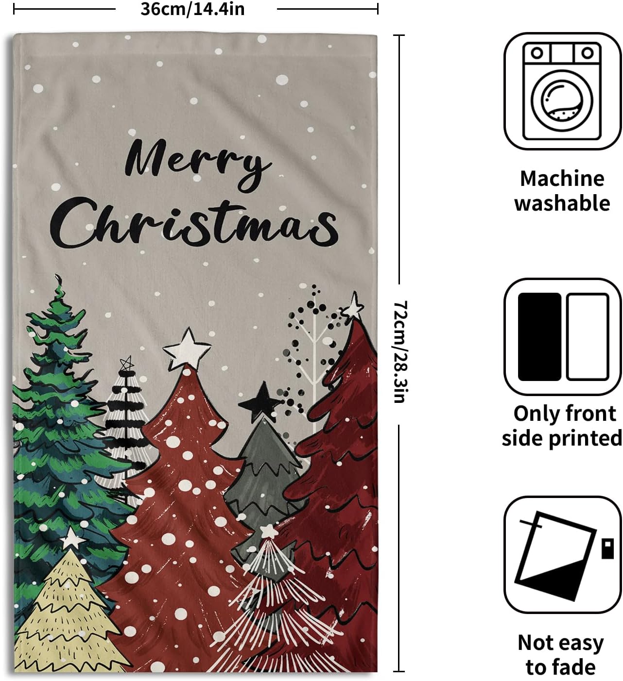 Juego de 2 toallas de mano de árboles de Navidad, toallas de baño suaves para vacaciones, toallas de cocina suaves, toallas de baño decorativas para
