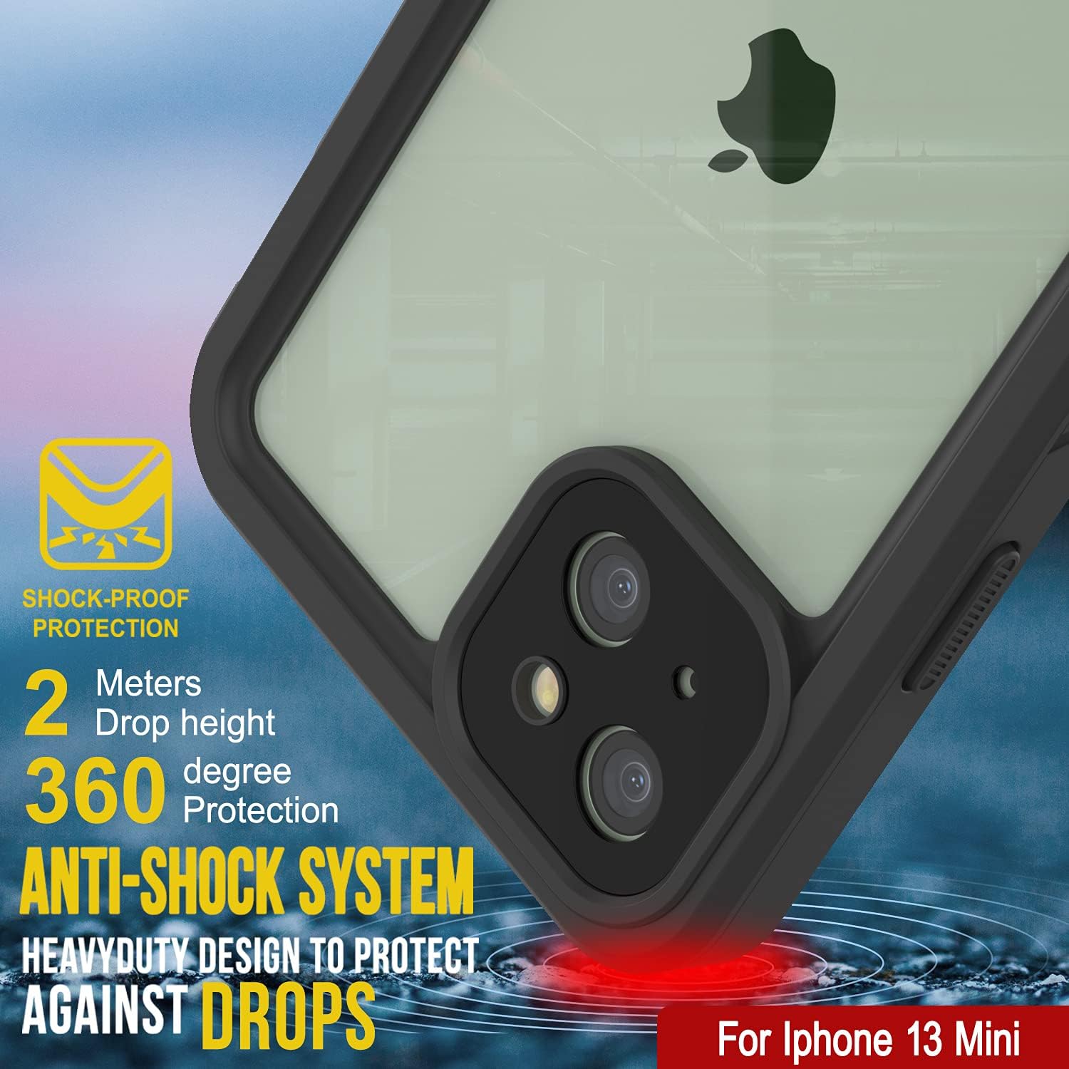 Punkcase Funda impermeable para iPhone 13 Mini Extreme Series Slim Fit Certificado IP68 a prueba de golpes a prueba de nieve con protector de