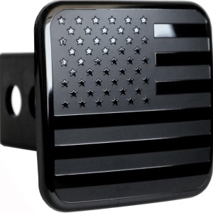 eVerHitch Tapón de enganche de remolque de 2 pulgadas con bandera negra americana de metal, apto para cualquier receptor de enganche de 2 pulgadas eVerHitch Tapón de enganche de remolque de 2 pulgadas con bandera negra americana de metal, apto para cualquier receptor de enganche de 2 pulgadas