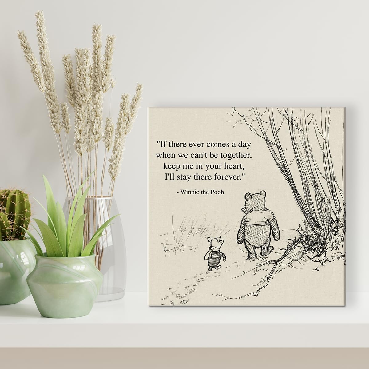 Arte de pared clásico con cita de Winnie the Pooh, arte retro con texto en inglés “If There Ever Comes a Day” (If There Ever Comes a Day Sayings),