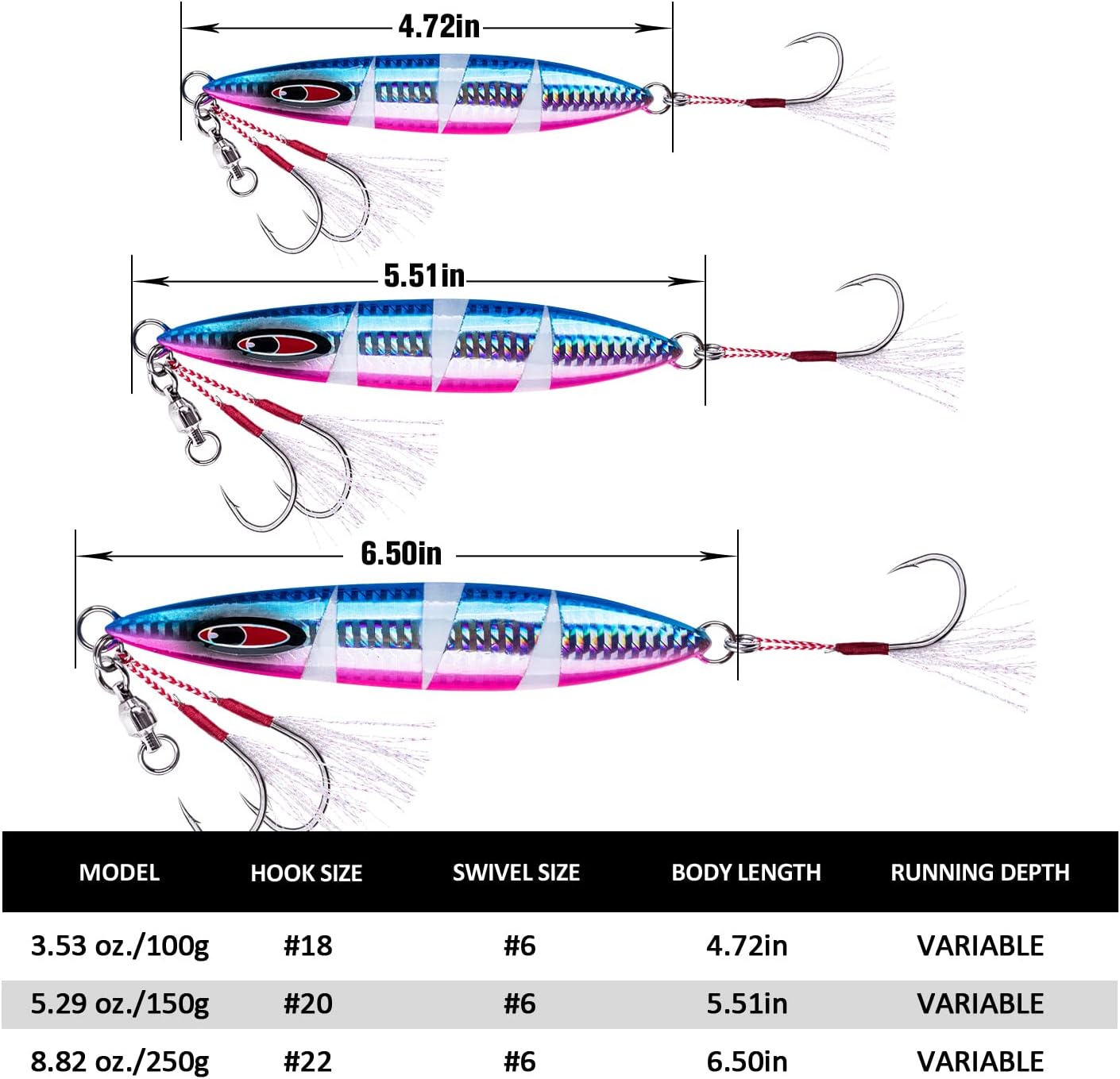 Goture Jig Lento Plano Otoño Luminoso Plomo Vertical Jig Señuelo Artificial de Agua Salada Señuelo de Pesca con Dos Asistencias Mustad Gancho para