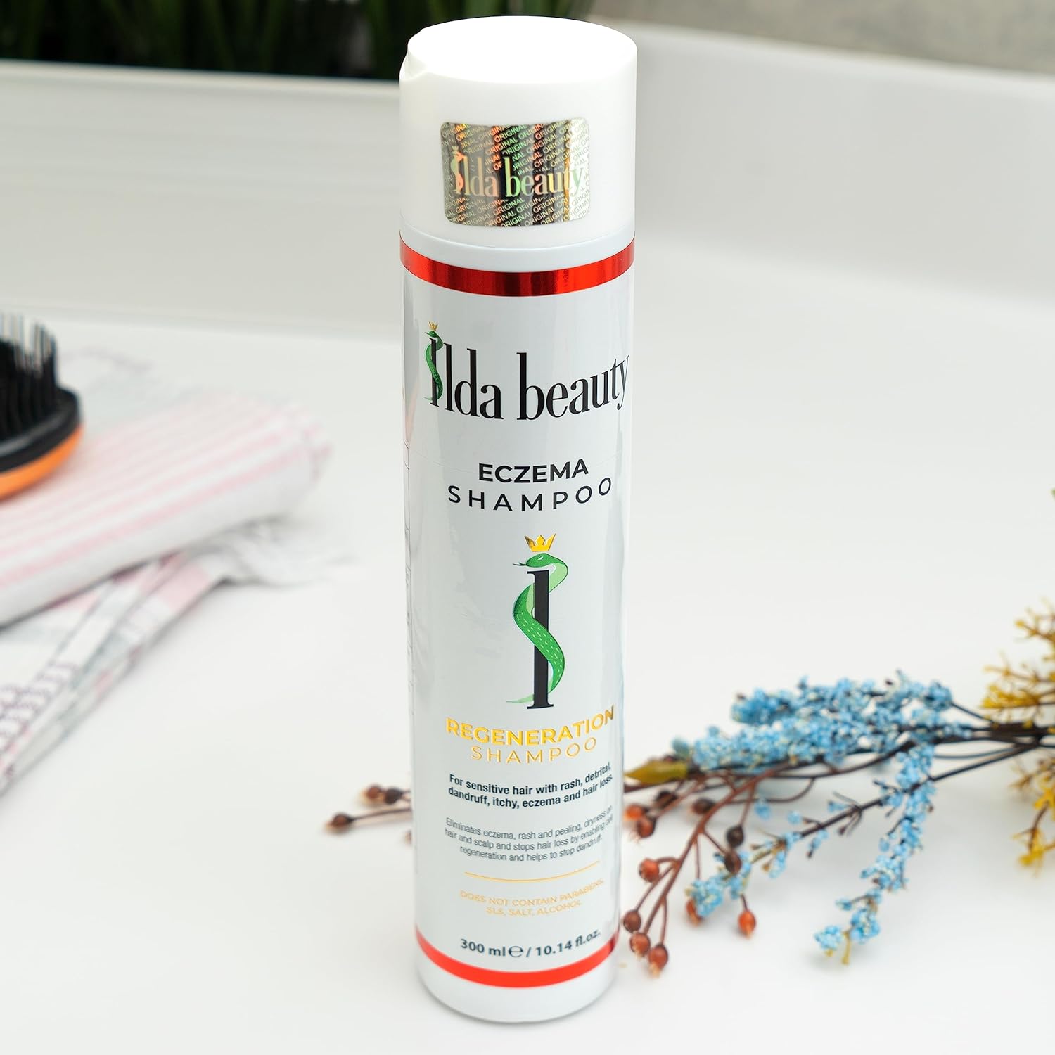 Champú para eccema alivio duradero de la picazón y la descamación del cuero cabelludo, alivio de la dermatitis seborreica, componentes naturales con