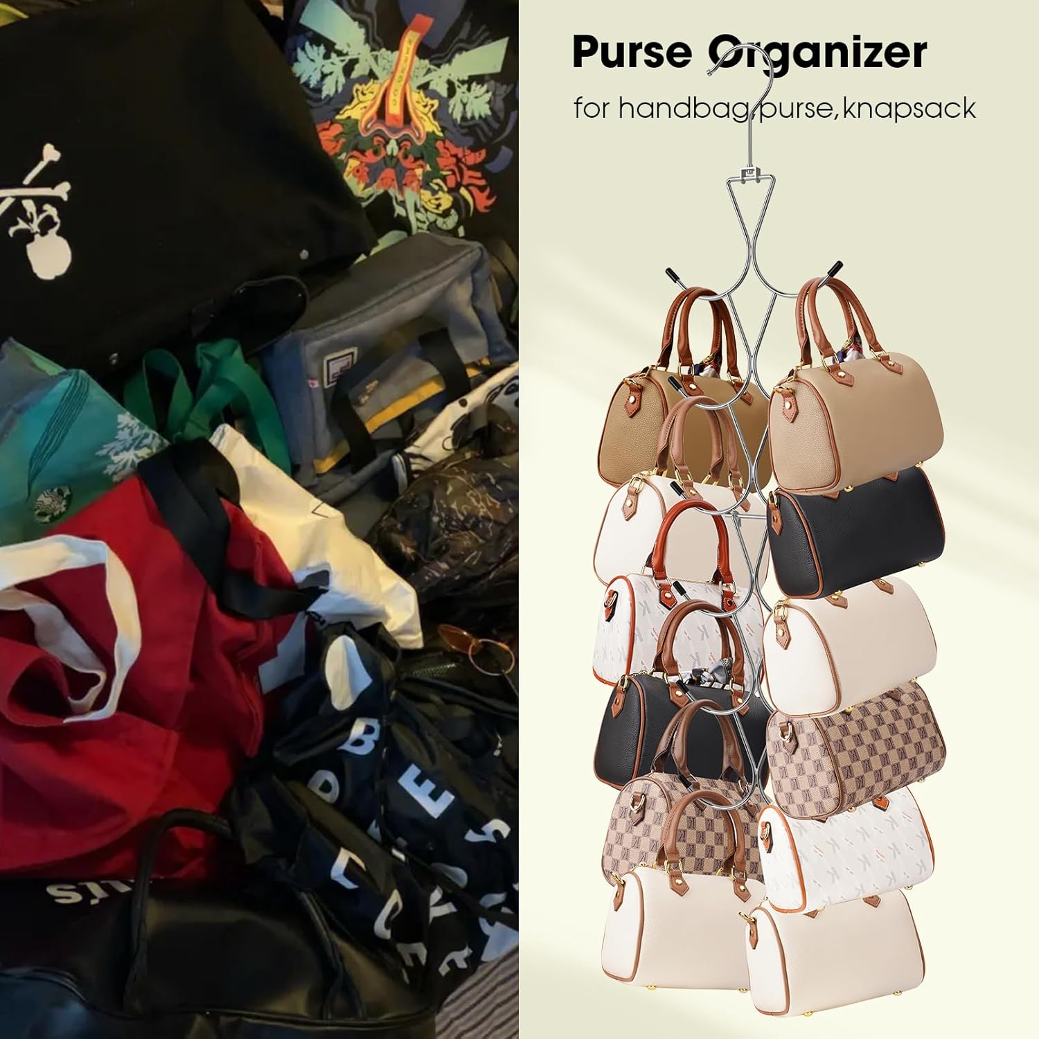 Uinicor Percha para bufandas, paquete de 2 unidades, 24 almacenamientos, colgador de bolso con gancho giratorio de 360, organizador de bufandas para
