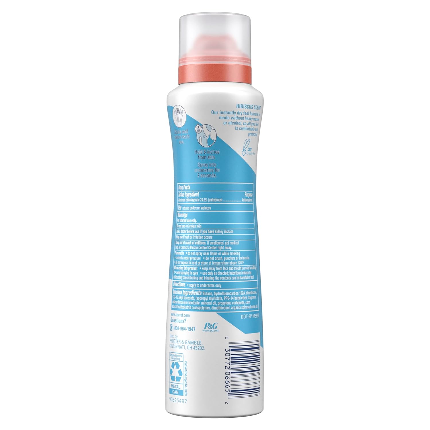 Secret Dry Spray Desodorante antitranspirante, hibisco tropical, 4.1 onzas (paquete de 3)