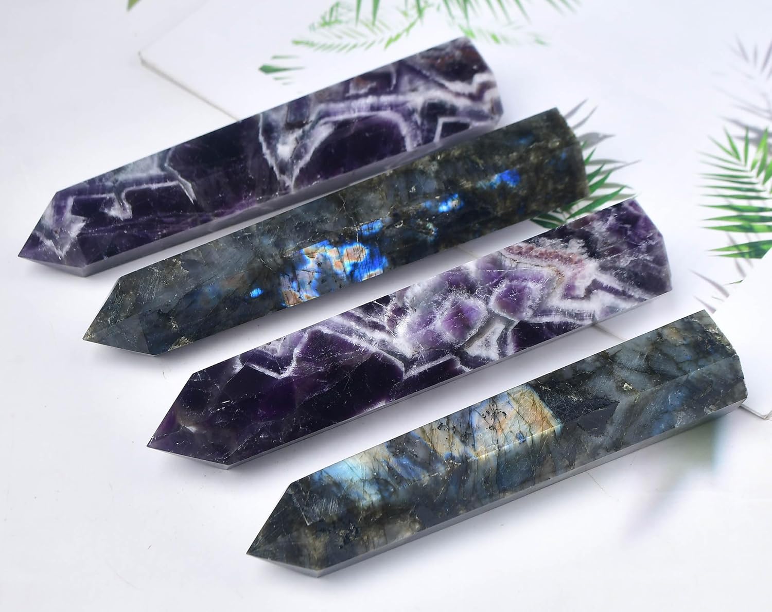 FZBHRO Dream Amethyst Towers – Varita de piedra de cristal curativo con 6 facetas para regalo de meditación, 0.6-0.8 libras