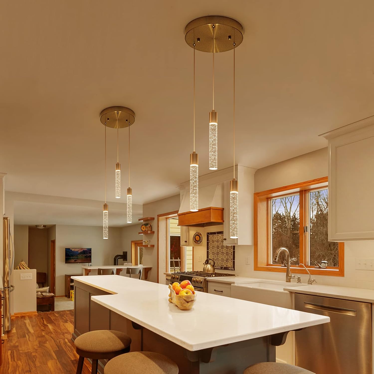 Iluminación colgante de 3 luces para isla de cocina, interruptor de dosel, luz colgante de color chaneagle, 3000K, 4000K, 6000K, iluminación