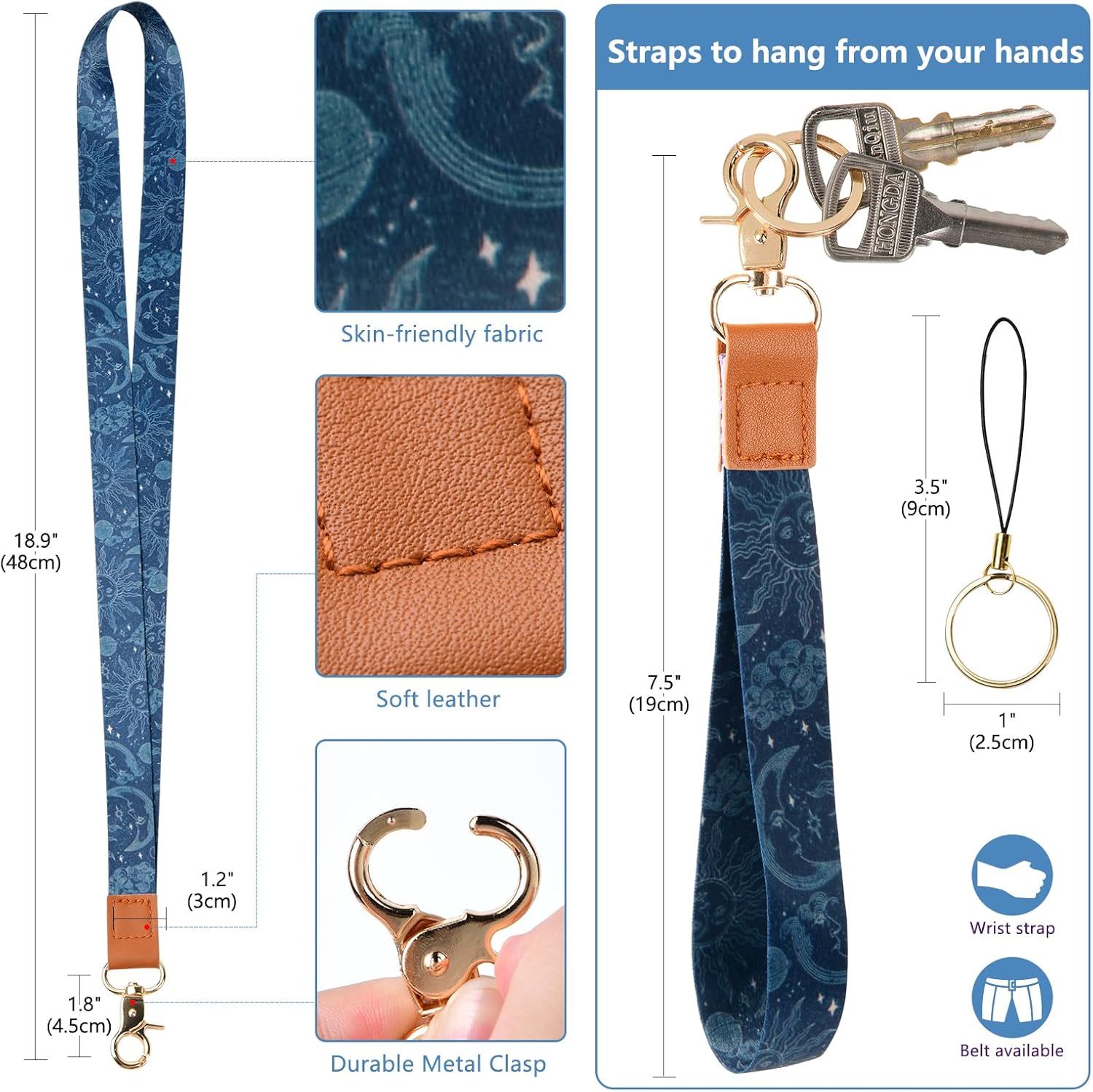 Cartera con cordón para tarjetas de identificación con cordones y correa para la muñeca, funda con bolsillo con cremallera para mujeres, hombres y