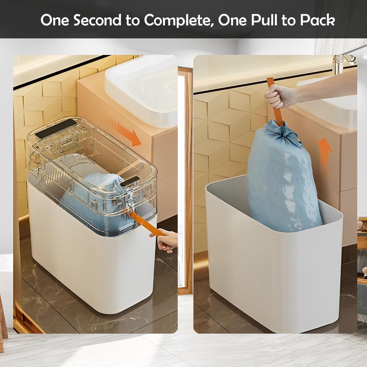 Basurero de baño de 4 galones, impermeable, inteligente, con sensor de movimiento automático, con tapa, sensor de movimiento delgado, de plástico,