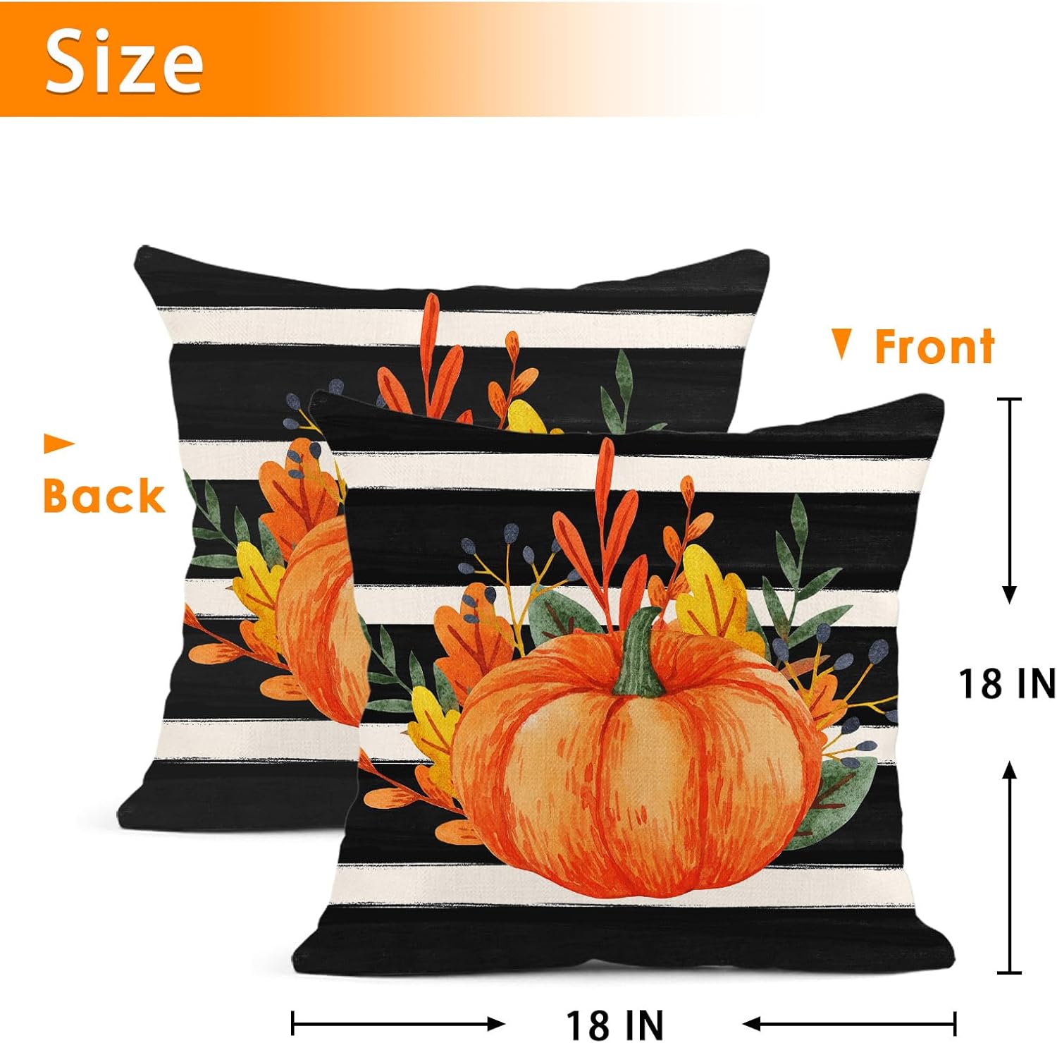 Bayson Juego de 4 fundas de almohada de otoño con diseño de calabaza naranja para otoño, agradecido, bendición, cosecha, Acción de Gracias, camión,