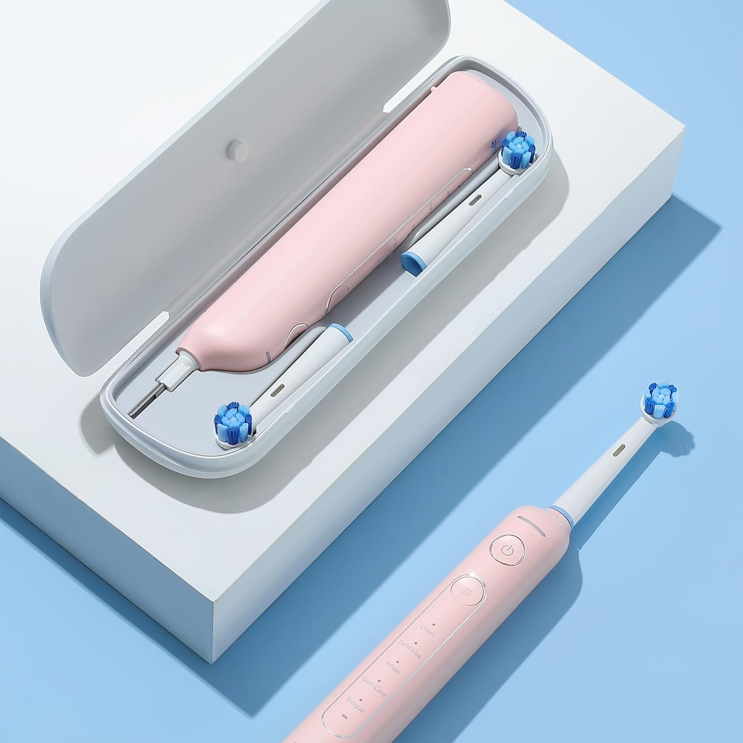 Bitvae Paquete de cepillos de dientes eléctricos ultrasónicos y giratorios para adultos y niños, cepillos de dientes recargables sónicos aceptados