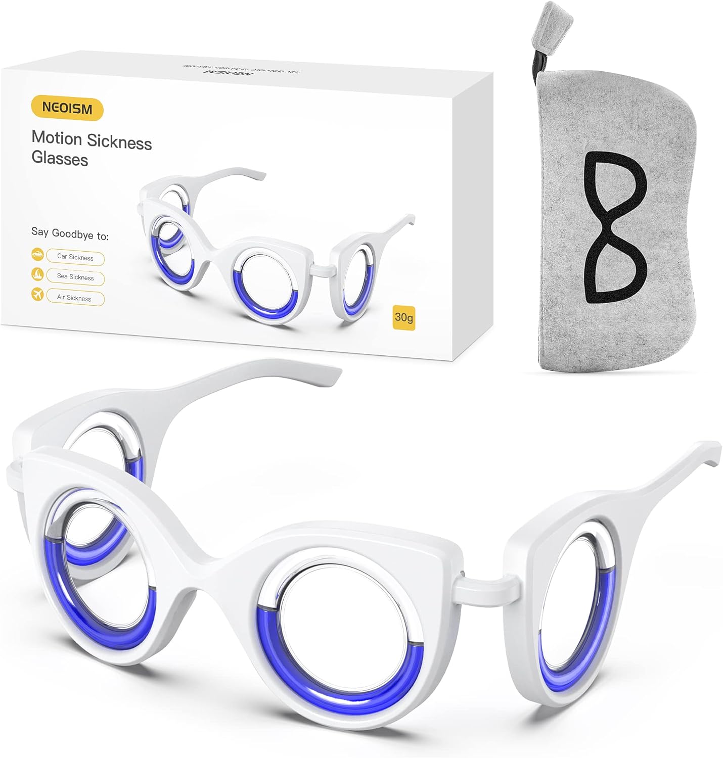 Anteojos antimareo para aliviar el mareo, mareo y mareo, gafas ligeras portátiles para aliviar náuseas para viajes para adultos o niños, 5.9