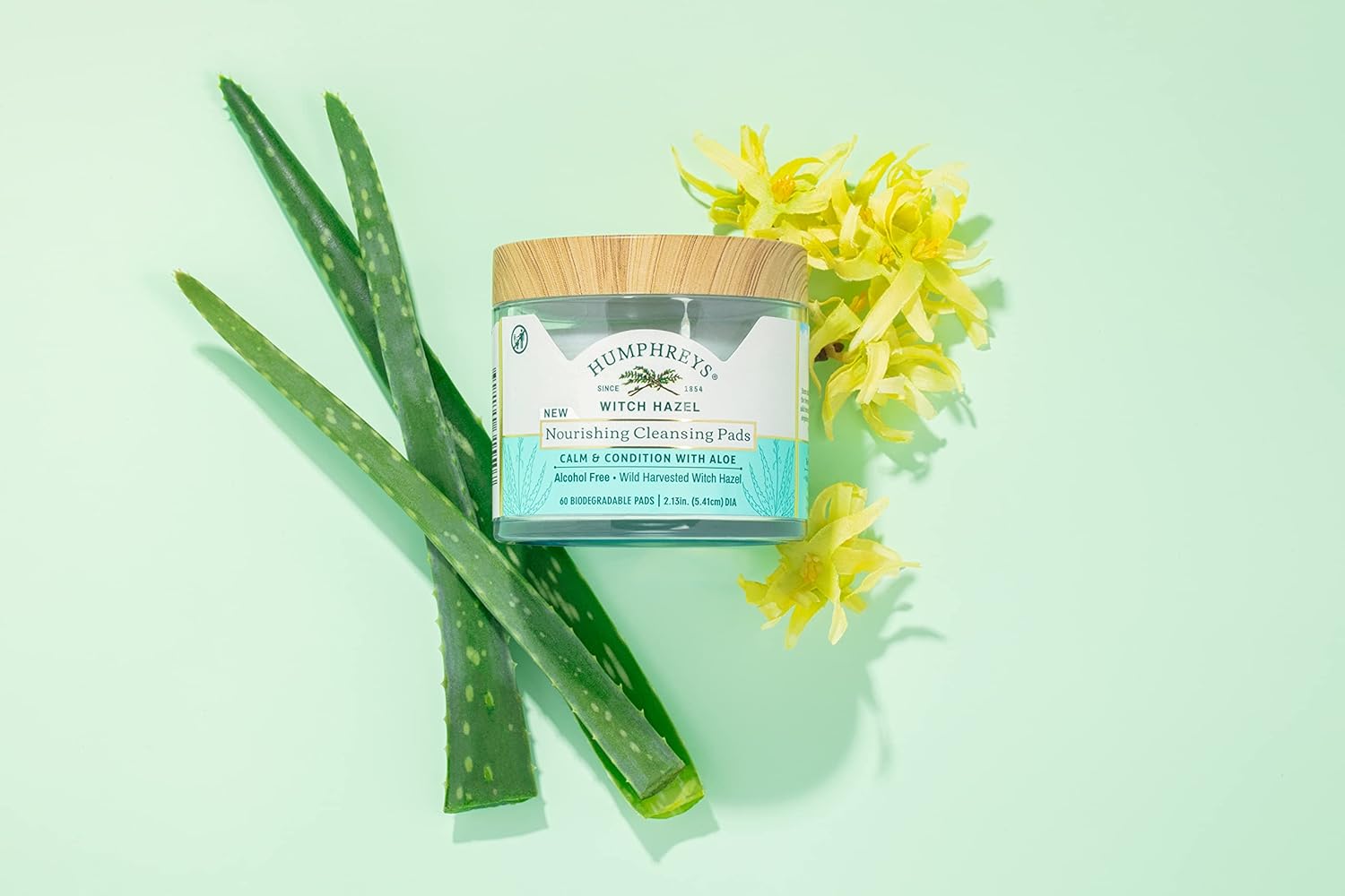 Humphreys Almohadillas de limpieza nutritivas de hamamelis con aloe, sin alcohol