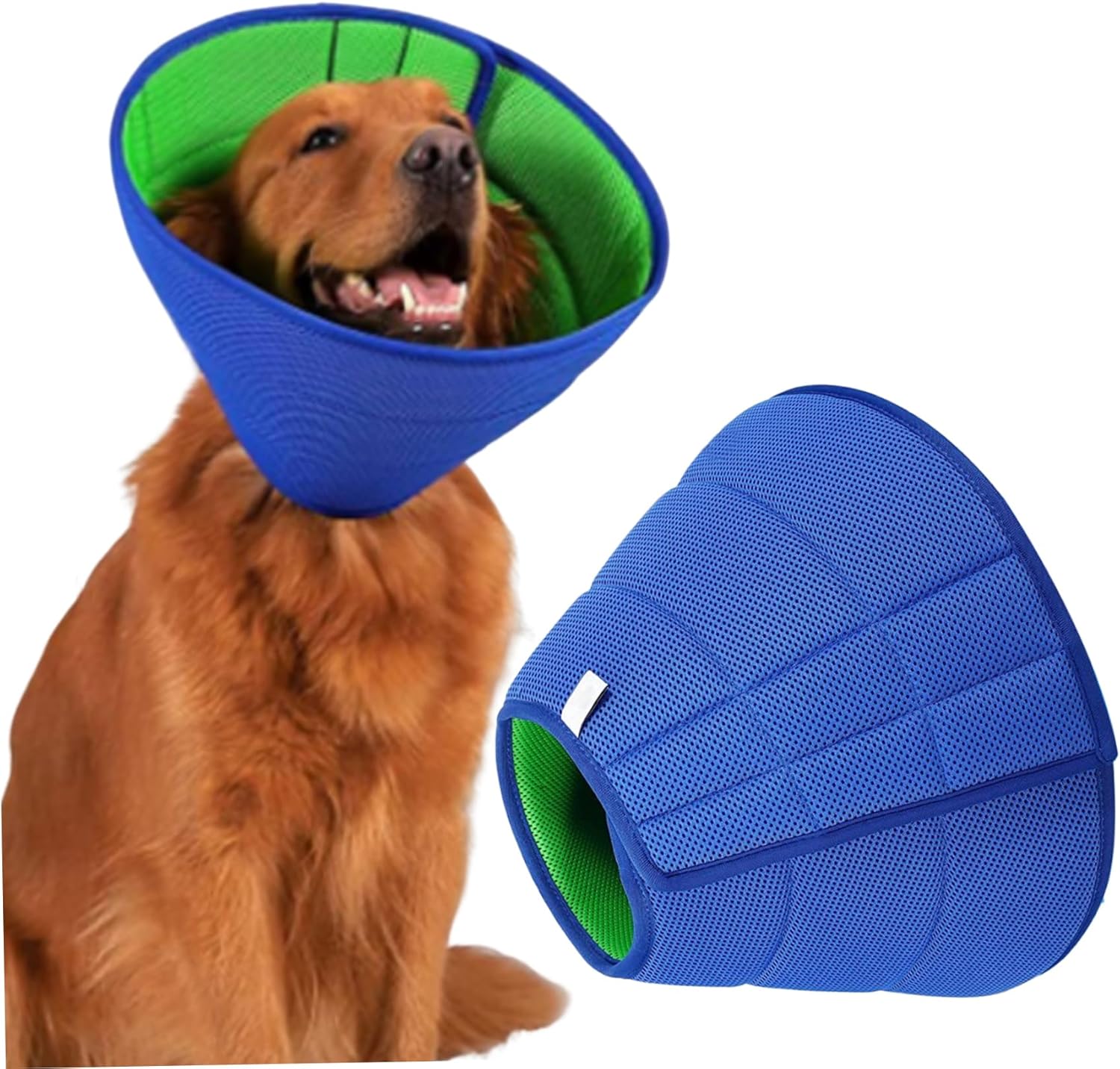 Collar de cono para perro para después de la cirugía XL, cono suave antimordeduras con correa ajustable, collar isabelino de malla transpirable,