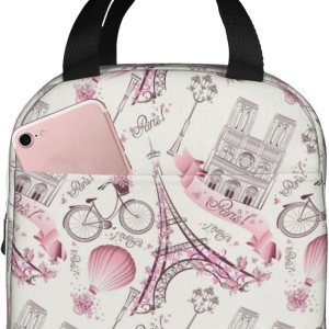 Bolsa de almuerzo aislada París Torre Eiffel Rosa Enfriador Tote Reutilizable Lonchera Contenedor para Trabajo Oficina Viajes Picnic Bolsa de almuerzo aislada París Torre Eiffel Rosa Enfriador Tote Reutilizable Lonchera Contenedor para Trabajo Oficina Viajes Picnic