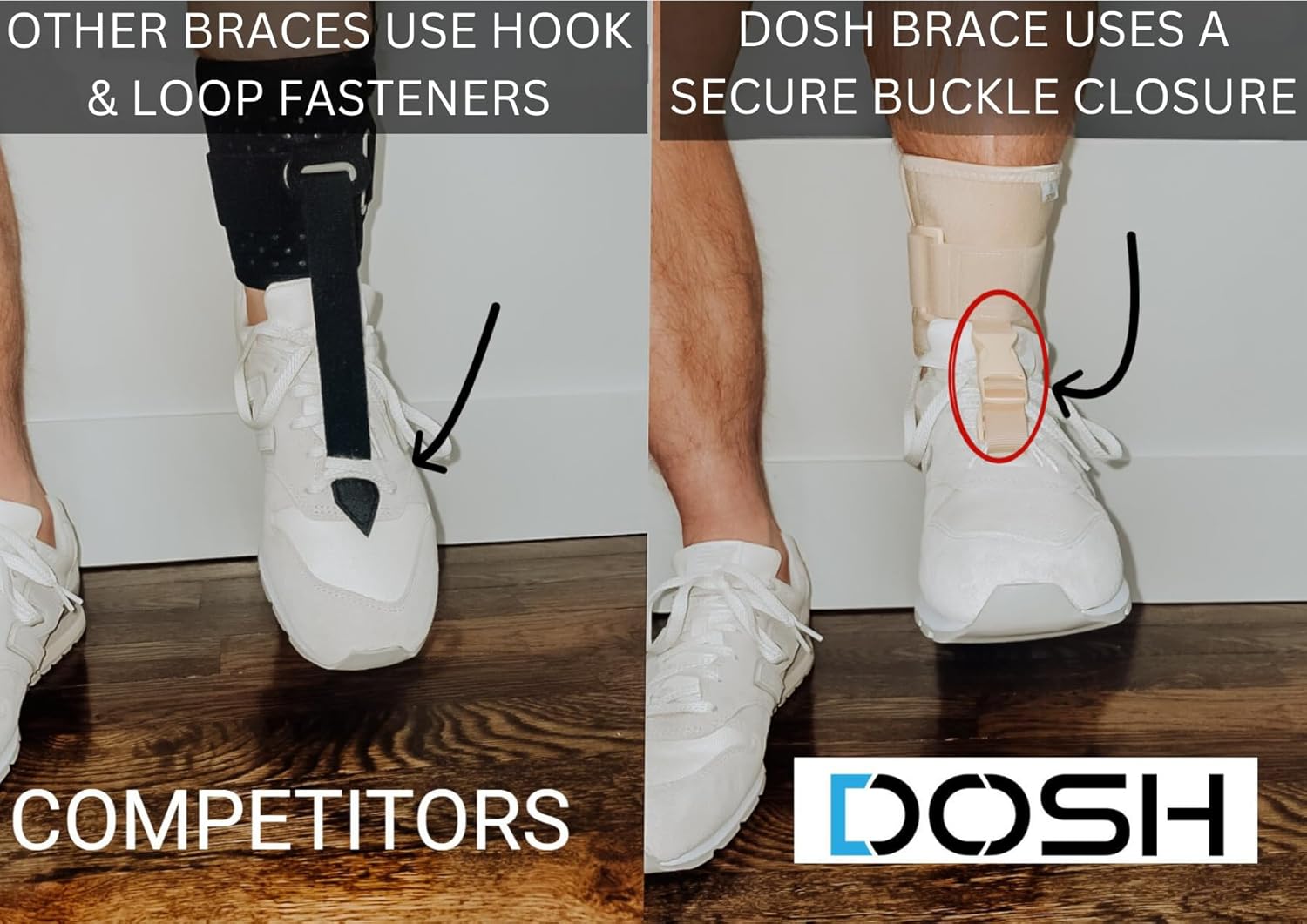 DOSH AFO – Soporte para caída de pie – Soporte para pie para caminar – AFO – Soporte de pie para caminar con zapatos – Ortesis de pie de tobillo