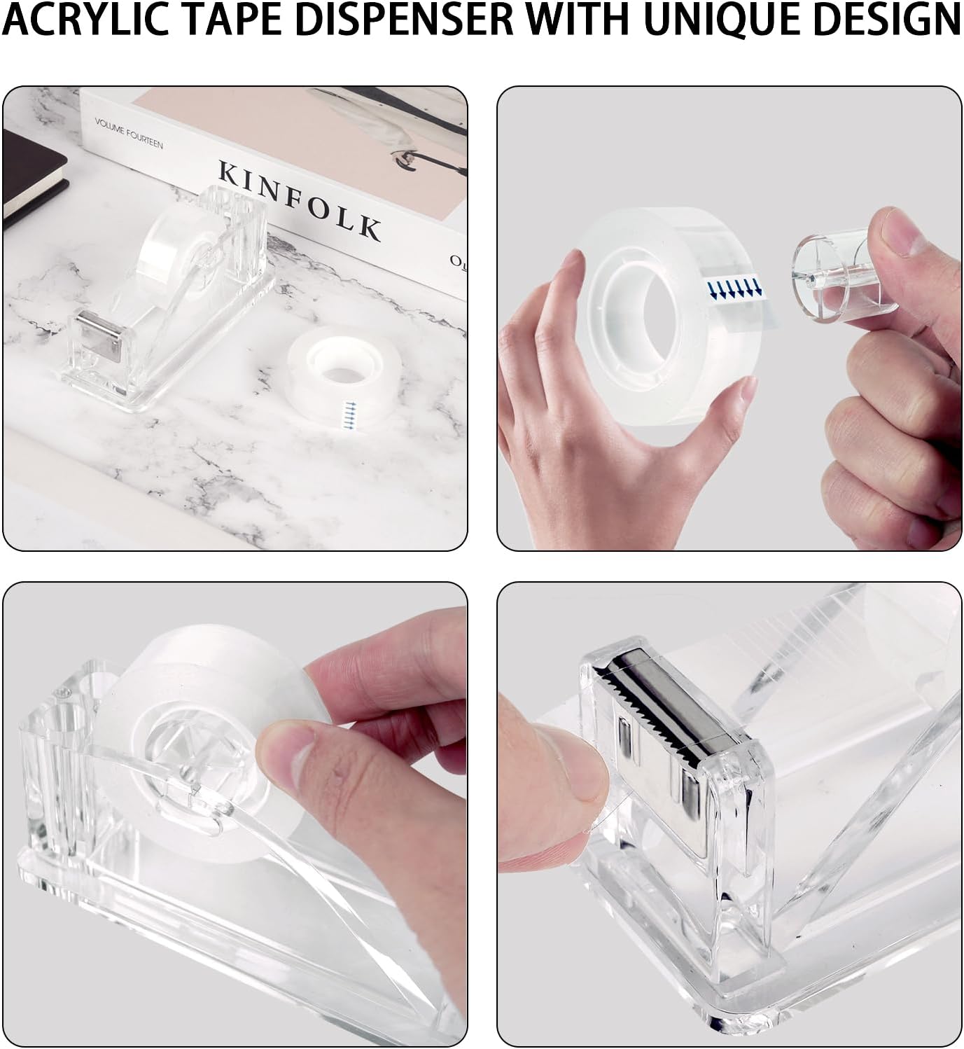 Dispensador de cinta de escritorio  Dispensadores de cinta Arcylic 6 rollos de cinta transparente con dispensador de 34 pulgadas x 1000 pulgadas