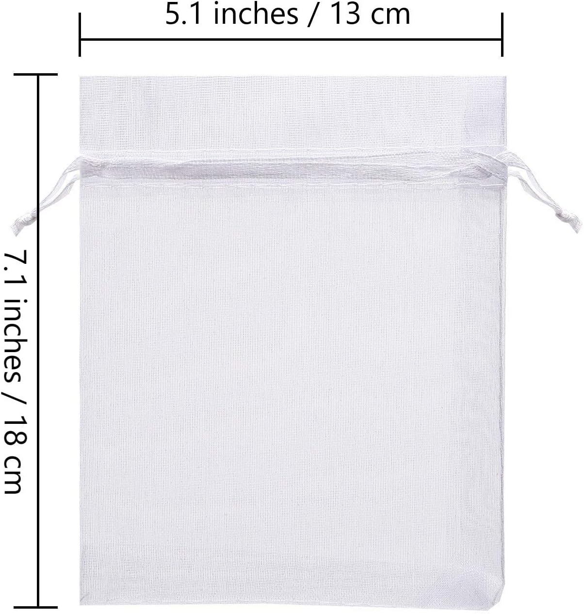 Onwon 100 bolsas de regalo de organza con cordón de 5 x 7 pulgadas, para fiestas, bodas, viajes, joyas, bolsas de dulces, para ducha, color blanco