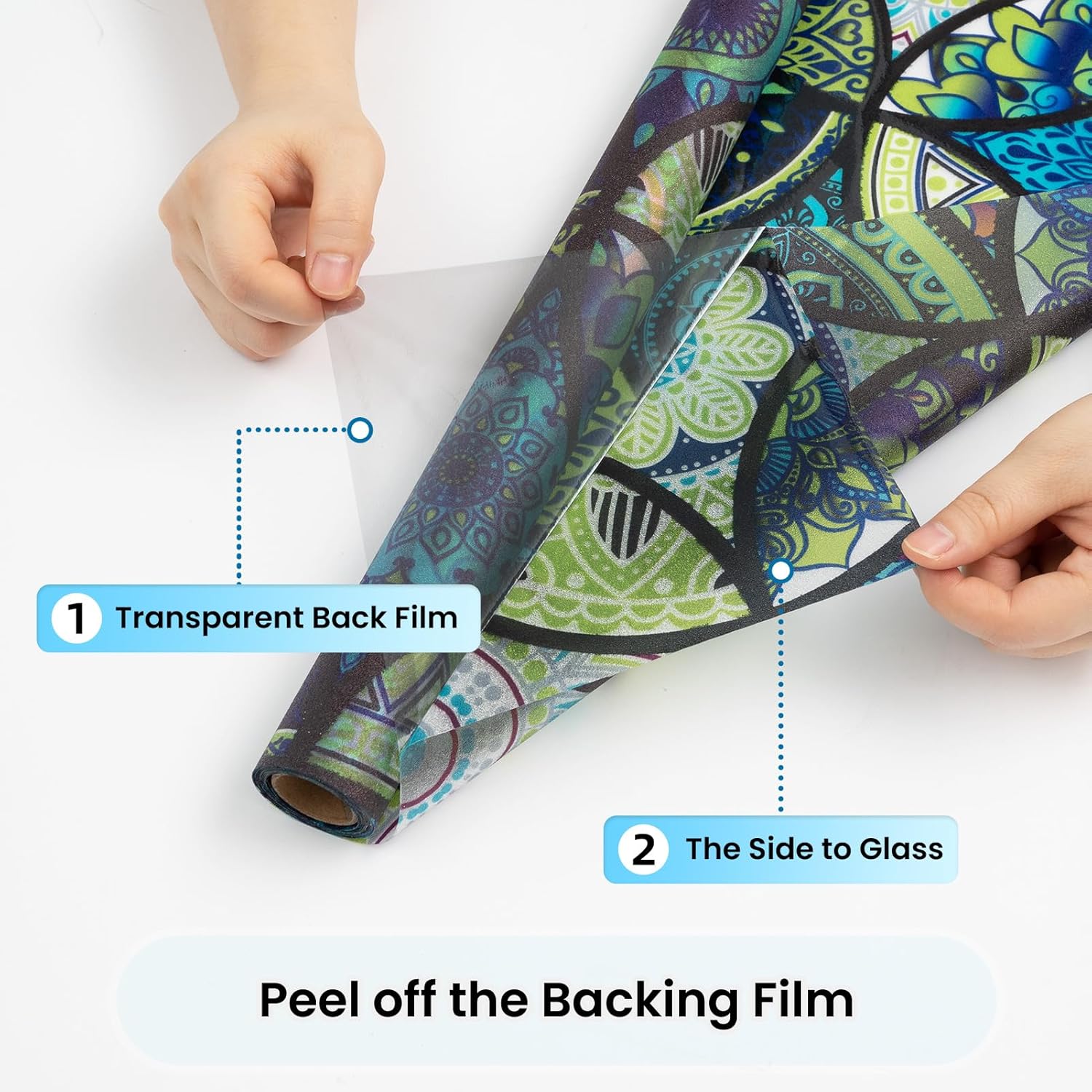 DKTIE Película para ventana de vidrieras con kit de instalación, estilo bohemio, protección de privacidad, luz suavizante, película decorativa para