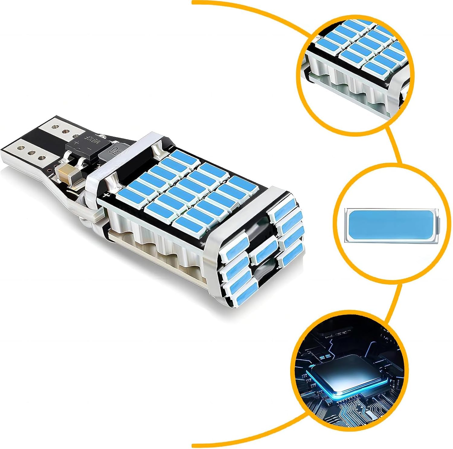 UGSHY 4 luces LED de marcha atrás para automóvil, T15 4014 45SMD, chipsets de luz de marcha atrás, luces traseras LED sin errores, luces de giro,